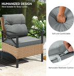 YITAHOME 4-Piece Patio Furniture Wicker Outdoor Bistro Set, All-Weather Rattan Conversation Loveseat Chairs for Backyard, Balcony and Deck with Soft Cushions and Metal Table (Light Brown+Gray)