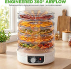 NutriChef Electric Countertop Food Dehydrator - Multi-Tier High-Heat Circulation Professional Food Preserver, Fruit, Vegetable Dryer, Meat or Beef Jerky Maker w/ 5 Stackable Trays - AZPKFD12