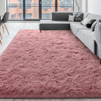 Super Soft Fluffy Shaggy Rugs for Living Room Bedroom, Fuzzy Plush Area Rugs for Girls Kids Room Nursery Home Decor, Furry Dorm Rug Cute Non-Slip Indoor Floor Carpet 6x9 Feet, Blush