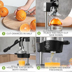 Zulay Kitchen Cast Iron Juicer - Heavy Duty Manual Juicer with Detachable Strainers for Easy Cleaning, Orange Juice Press for Citrus Fruits, Perfect for Bartenders, Juice Lovers & Health Enthusiasts