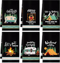 Boyiee 6 Pcs Camping Kitchen Towels Black Absorbent Dishcloth | Bonfire Tent Car Tea Towels with Funny Sayings 24 x 16 Inches Novelty Gifts for Rv Campers Happy Camper Accessories