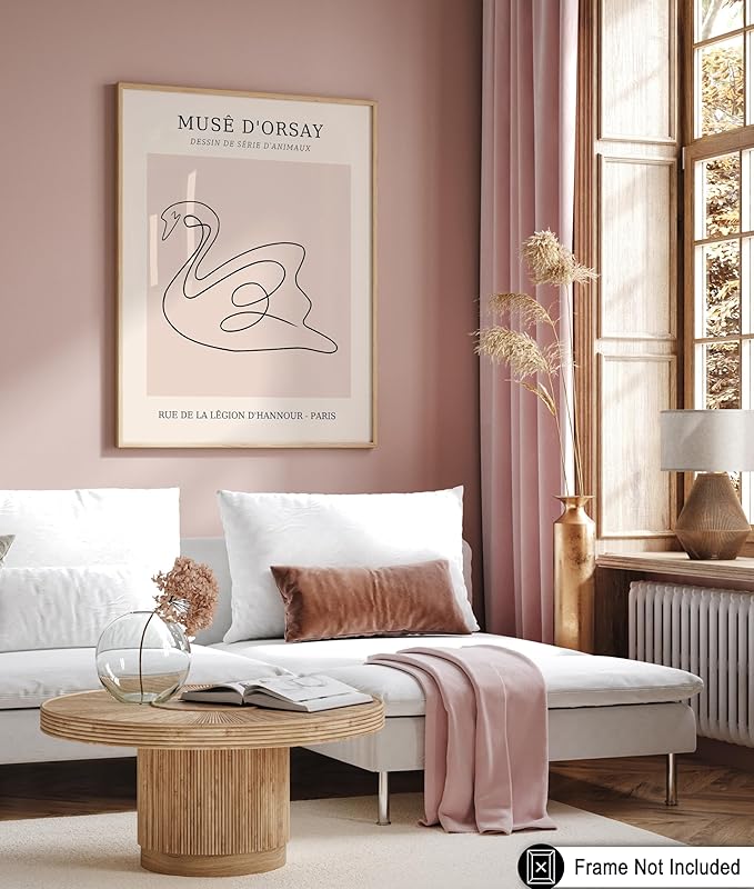 Poster Master Vintage Poster - Retro One Line Swan Drawing Print - Swan Art - Bird Art - Minimal Gift for Her, Animal Lover - Abstract Decor for Home, Office, Bedroom - 8x10 UNFRAMED Wall Art