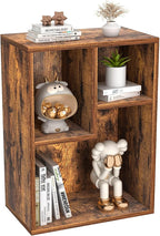 VECELO 3-Cube Small Bookshelf, Modern Bookcases with Shelves Height Up to 12.8 Inches, Suit for Common Size TextBook, Vertical or Horizontal, Cubby Storage Organizer,Rustic Brown