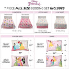 Disney Princess Kids Bedding Super Soft Comforter and Sheet Set with Sham, 7 Piece Full Size, "Official" Disney Product By Franco (PRINTS MAY VARY)