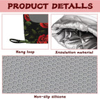 Vintage Red Rose Oven Mitts and Pot Holders (4PCS),Heat Resistant Non-Slip Silicone Kitchen Gloves for Cooking, Baking, BBQ Waterproof Kitchen Accessories