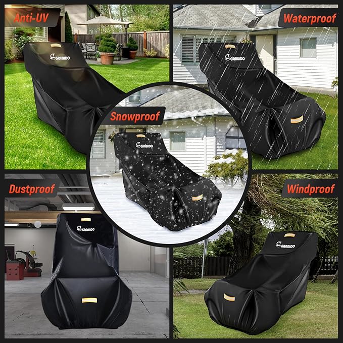 Snow Blower Cover,Heavy Duty 840D Snowblower Covers Waterproof Outdoor with Waterproof Strip,Air Vent,2 Reflective Handles,Windproof Buckle,Universal Protective Cover for Snow Thrower Shovel Storage