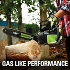 Greenworks 80V 18" Brushless Cordless Chainsaw (Great For Tree Felling, Limbing, Pruning, and Firewood) / 75+ Compatible Tools), 2.0Ah Battery and Rapid Charger Included