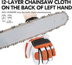 Vgo... 1Pair Chainsaw Gloves, 12-Layer Chainsaw Protection on Left Hand Back,Goat leather Work Gloves, Mechanic Gloves
