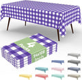 4 Packs Buffalo Disposable Table Cloth, 54 x 108 Inch Waterproof Plastic Tablecloth, Rectangle Purple and White Checkered Table Covers for Picnic, Birthday, Party, Back to School