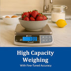 San Jamar Digital Food Scale, Battery Operated with 66 Pound Capacity for Cooking, Baking, Meal Prep, Diet Tracking, Stainless Steel, 6.82 Pounds, Silver