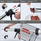Professional Beef Jerky Gun Kits, Stainless Steel Jerky Maker, Jerky Cannon, Meat Gun with 5 Stainless Nozzles and 5 Brushes