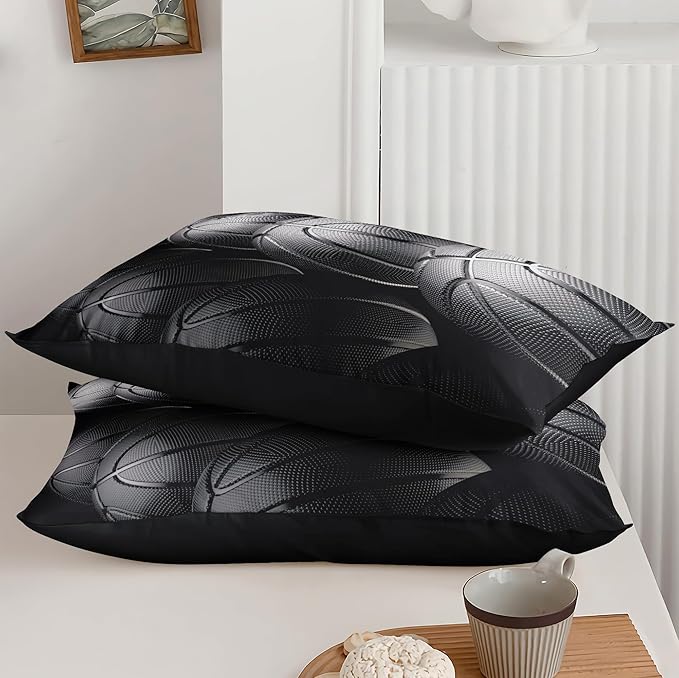 Basketball Comforter Sets,6 PCS Basketball Bedding Set for Boys,Kids Comforter Sets for Boys,Twin Black and Grey Comforter Sets for Boys,Bed in A Bag with Sheets(Twin-6 Pieces)