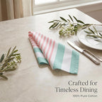 Urban Villa Cloth Napkins Cotton 20x20 (Set of 12) Ruby Green Stripes
