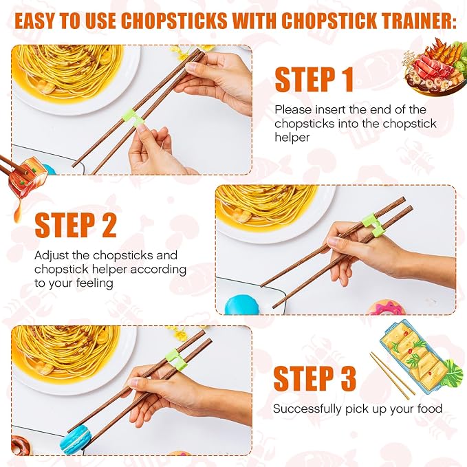 500 Pcs Reusable Chopsticks Helper Multicolor Plastic Practice Chopstick Trainer Hinges Connector Training Chinese Chop Non Slip Stick Helper for Adult Learner Beginner