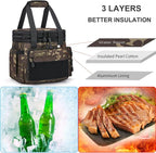 Gafetrey Tactical Lunch Box for Men, Insulated Bag Adult, Thermal Lunchbox Leakproof Waterproof Cooler Bag, Dual Compartment tote, Large Pail Work Office Camping Travel(Black Camo)