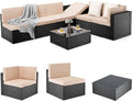 Pamapic 7 Pieces Outdoor Sectional Furniture，Wicker patio sectional furniture sets，All-Weather Rattan Sectional Sofa Conversation Set with Coffee Table and Washable Couch Cushions Covers