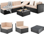 Pamapic 7 Pieces Outdoor Sectional Furniture，Wicker patio sectional furniture sets，All-Weather Rattan Sectional Sofa Conversation Set with Coffee Table and Washable Couch Cushions Covers