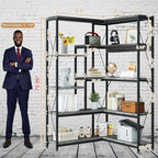 Shintenchi 5 Tiers Corner Bookshelf, 70.86" Tall L-Shaped Bookcase, Large Corner Etagere Bookcase, Corner Shelf Display Storage Rack with Metal Frame for Living Room Home Office, Grey