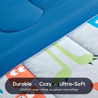 SLEEP ZONE Kids Bedding Comforter Set Full/Queen Size - Super Cute & Soft Kids Bedding 7 Pieces Set with Comforter, Sheet, Pillowcase & Sham (Monster)
