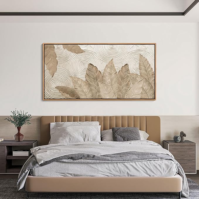 Minimalist & Modern Art for Bedroom Decor Framed Abstract Artwork for Walls Neutral & Contemporary Beige Wall art - Artwork for Living Room and Boho Style Large Abstract Wall Art 29×58IN