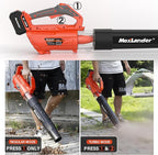 MAXLANDER Leaf Blower Cordless - 20V Electric Cordless Leaf Blower with Battery and Charger, 4.0Ah Battery Powered Leaf Blowers with 2 Speed Mode for Lawn Care, Blowing Leaves