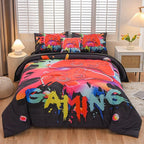 Aimuan Gamer Gaming Bedding Sets 3D Gamepad Comforter Sets for Boys Games Console Action Buttons Novelty Colorful Game Controller Modern Room Decor Home Quilt Set (Black, Full 6PCS)