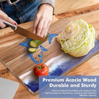 shark Ocean Charcuterie board: Resin Cutting Board with Unique Blue shark Pattern, Decorative cutting board for Fruit, Vegetable, Cheese and meat, Kitchen, Gift