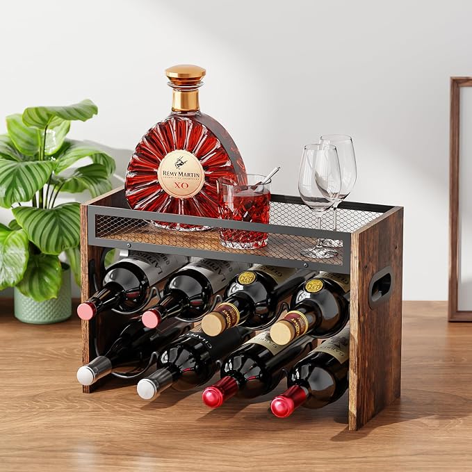 KLM 2-Tier Wine Rack, can Hold 8 Bottles.Suitable for Home Kitchens, Restaurants, Food Pantries, cabinets, and Bars.