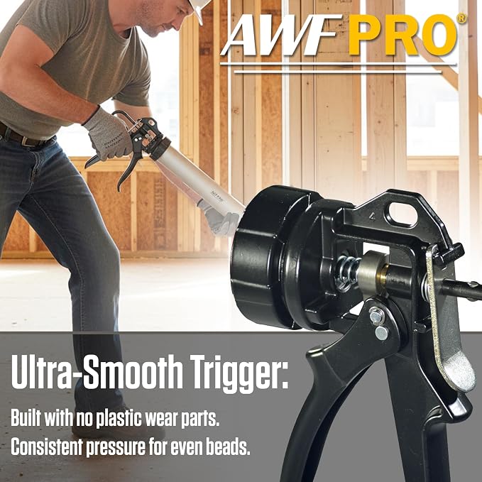 AWF PRO Sausage Caulking Gun 20 oz, 18:1 Thrust Ratio, Pack of 12 | 20 oz Foil Pack and 10 oz Cartridge Convertible, Aluminum Barrel, Includes 3 Tips