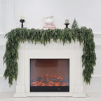 2Pcs 9FT Christmas Cedar Garland Artificial Real Touch Thickness Realistic Greenery Pine Garland for Mantle Fireplace Outdoor Indoor Christmas Decorations