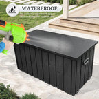 Domi 100-Gallon Outdoor Storage Box – Waterproof, Lockable Storage Cabinet for Patio Furniture, Garden Tools & Pool Supplies – Large Metal Storage for Cushions, Toys & More