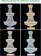 31 - Light Large Empire Crystal Chandelier for High Ceiling Foyer Entryway Staircase Living Room Dining Room Chrome Finish