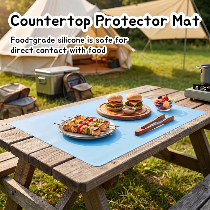 Small Silicone Craft Mats 11.8"x 15.75": Heat Resistant Non-Slip | 4 Pcs 2 Blue & 2 Pink Nonstick Silicone Sheet - Multipurpose Placemat for Jewelry Epoxy Resin Nail Art Hot Glue DIY Projects