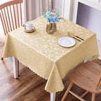 Smiry Square Waterproof Heavy Duty Vinyl Tablecloths, 54 x 54 Inch | Wipeable Washable Floral Embossed Table Cover for Kitchen and Dining Room, Indoor & Outdoor Use, Champagne