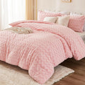 Andency Pink Fleece Comforter Set Queen Size, 3 Pieces Plush Shaggy Faux Fur Bed Comforter Set for Queen Bed, Fuzzy Fluffy Warm Bedding Set for Women Girls