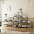 HOMIDEC 6-Cube Light Grey Cube Storage Organizer, Modular Storage Shelf with Hammer, Bin Cabinet Closet Bookshelf for Living Room, Bedroom, Office, Each Cube Size 11.8 x 11.8 inch