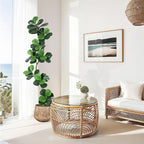 GarveeHome Fiddle Leaf Fig Artificial Tree with White Planter,7ft Faux Plants Indoor with Moss, Fake Rubber Tall Fake Floor Plant in Pot - Artificial Trees for Home Office Living Room Decor