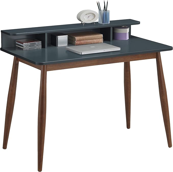 Roundhill Furniture Roskilde Storage Wood Office Desk, Gray