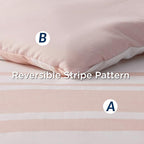 Bedsure Pink Comforter Set Full 7 Pieces, Light Pink White Striped Bedding Sets All Season Bed Set, 2 Pillow Shams, Flat Sheet, Fitted Sheet and 2 Pillowcases