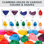 TOPNEW 20PCS Rock Climbing Holds for Kids, Climbing Rocks for Play Set, Swingset - Adult Rock Wall Holds with Mounting Hardware for Indoor Outdoor, Bright Color