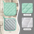 Joyhalo 4 Pack Pot Holders for Kitchen Clearance | Cotton Oven Holder with Great Heat Resistance, Potholders Sets for Kitchen, Countertops, Hot Pots and Pans, Aqua