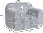 ALIMORDEN Kids Ultra-Soft Snuggle Foam Filled Chair, Single Cuddly Sherpa Reading Couch for Boys and Girls,Star