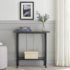 Leick Home 23005 Chisel & Forge Narrow Recliner Side Table with Shelf, Gray/Matte Black