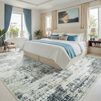 6x9 Washable Area Rug for Living Room Bedroom: Non-Slip Modern Black Gray | Machine Washable TPR Backing, Stain-Resistant Low Pile, Pet & Kid Friendly, Abstract Decor for Dining Room, Dorm, Home Office