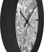 Mozingo ~ Wine Clock for Kitchen Bar Wall It's Wine O'clock Silent Time Gift Home Decor Made In USA, 10" (Hour Marks - Lines, Clock Frame Color - Black, Wine Theme #06)