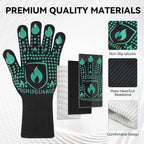 BBQ & Grill Gloves, Oven Gloves, 1472°F Silicone Oven Mitts Heat Resistant Grilling Gloves Fireproof Non-Slip for Barbecue Cooking Baking Smoking, 1-Pair (Green, Large)