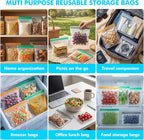 20 Pack Reusable Silicone Food Storage Bags, Reusable Snack Bags Freezer Bags Leakproof BPA Free Food Storage Contaizers, Gallon Sandwich Bag for Meal Prep Fruit Lunch Meat Veggies Blue