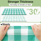 4 Packs Buffalo Disposable Table Cloth, 54 x 108 Inch Waterproof Plastic Tablecloth, Rectangle Teal and White Checkered Table Covers for Picnic, Birthday, Party, Back to School