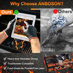 ANBOSON BBQ Gloves Disposable, Heat Resistant Grilling Gloves for Cooking | 6Mil Disposable Nitrile Gloves-100Ct & 4 Cotton Liners for BBQ, Grill, Smoker, Cooking, Food Prep, Catering, Large, Black