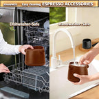 5-Inch Espresso Knock Box, Holds 15+ Coffee Pucks with Barista Towels, Removable Knock Bar & Anti-Slip Base, Espresso Machine Accessories for Home/Office (Modern Brown)